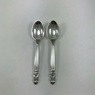 Set Of (2) Georg Jensen (denmark) Acorn Teaspoons