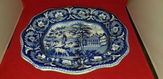 Antique 1825 Flow Blue Platter - Ridgway - Mount Vernon - - 17 "