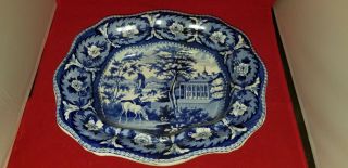 ANTIQUE 1825 FLOW BLUE PLATTER - RIDGWAY - Mount Vernon - - 17 