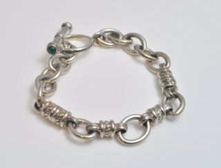 Judith Ripka 925 Silver Designer Chain Link Toggle Clasp Bali Style 8 " Bracelet