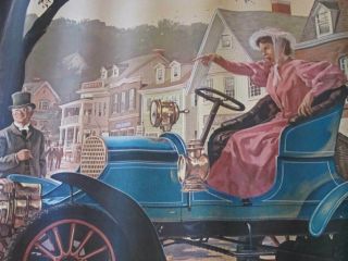 Huge Vtg Pabst Blue Ribbon Beer Poster Sign PBR Antique Car Get A Horse 4 ' x 8 ' 3