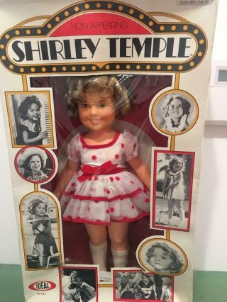 Ideal Vtg 1972 Shirley Temple Doll 16 " Vinyl Stand Up Cheer Polka Dot Dress Mib