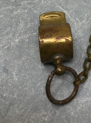 WWII Era US Army NCO or MP Soldered Brass Whistle with Chain - Marked: MILITARY 4