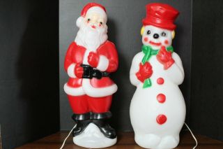 Vintage Christmas 1973 Carolina Enterprises Inc.  Blow Mold Santa Snowmen 22 2