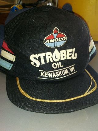 Vintage Amoco Oil 3 Stripe Trucker Cap Hat Rare