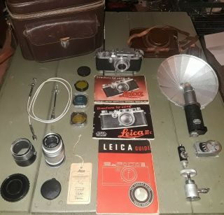 Vintage Leica Camera Rangefinder Iiic Germany D.  R.  P.  Ernest Leitz Wetzlar 466769