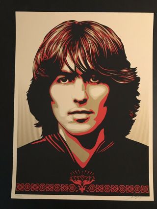 Shepard Fairey Obey Giant Poster For George Harrison Red Beatles Rare