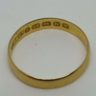 Antique 22ct Gold Victorian Wedding Band Ring C.  1887 - Size: N - 3.  5mm Width