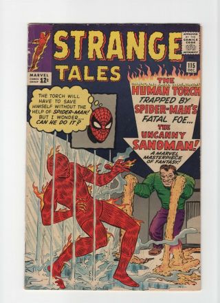 Strange Tales 115 Fn,  6.  5 Vintage Marvel Comic Sandman Human Torch Spider - Man