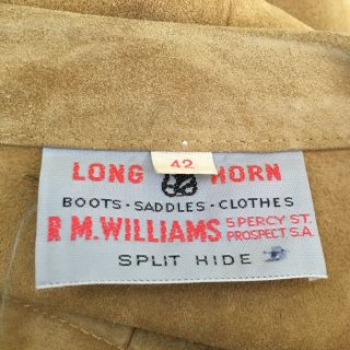 VTG RM Williams Mens XL 42 100 Suede Leather Jacket Long Horn Split Hide Brown 5