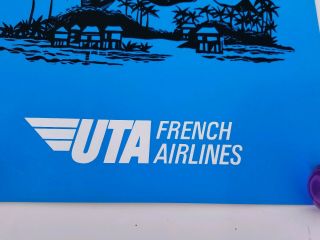 VTG 100 UTA Airlines Tahiti Travel Poster 1960 ' s Rare mid century Art 4