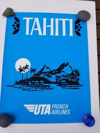 VTG 100 UTA Airlines Tahiti Travel Poster 1960 ' s Rare mid century Art 5