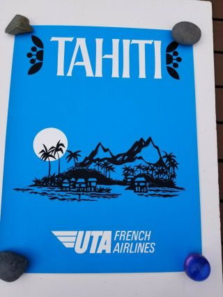 VTG 100 UTA Airlines Tahiti Travel Poster 1960 ' s Rare mid century Art 6