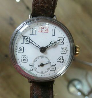 Vintage Wwi Military Silver Trench Gents Wrist Watch 1915