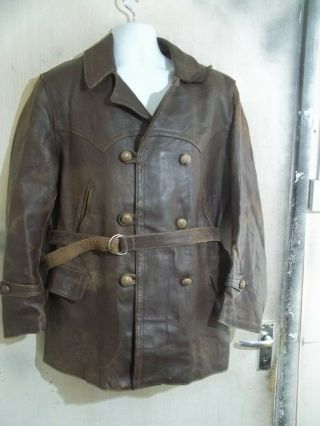 Vintage Ww2 French Barnstormer Distressed Horsehide Leather Jacket Size Xl