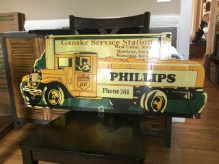 Large Vintage Phillips 66 Service Station Porcelain Sign