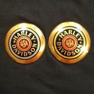 Two Vintage Harley Davidson Metal Gas Tank Emblems/badges