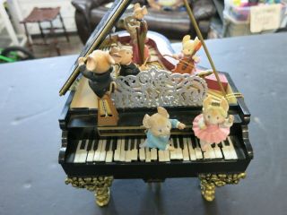 Vintage Enesco Piano Music Mice - Tro Music Box Animated Action Music Box 3