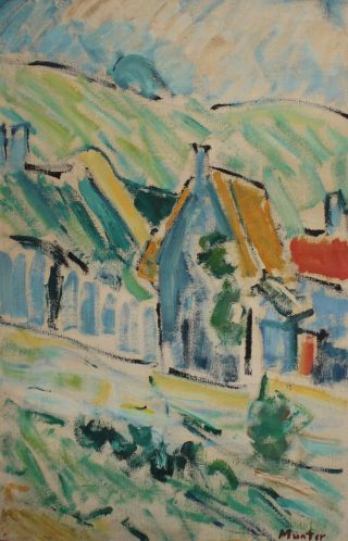 German Art,  Vintage Oil Painting,  Expressionist Landscape,  Signed Munter