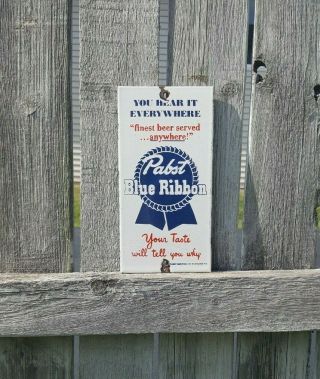 Pbr Pabst Blue Ribbon Porcelain Sign Door Push Pull Beer Beverage Brew Vintage