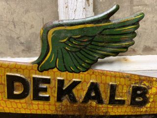 Vintage Old Dekalb Embossed License Plate Topper Sign Farm Seed Corn 5