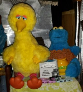 Vintage Big Bird W/nest Story Magic And Cookie Monster.  Talking Cassette.  See Desp