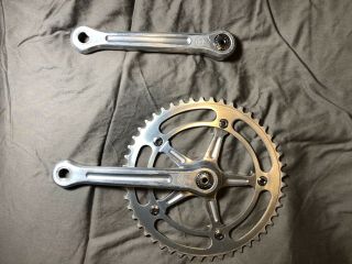 Vintage Campagnolo Record Track Crankset - 165 Pista - 144 - 47t - Dust Caps