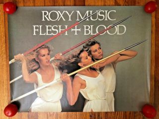 Roxy Music Flesh,  Blood Promo Poster 1980 Vintage Bryan Ferry Art Rock Vg Cond