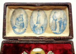 RARE ANTIQUE RELIQUARY BOX w VEIL RELIC HOLY VIRGIN MARY OUR LADY OF LA SALETTE 5