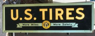 Vintage US TIRES Metal Banner Sign 56 