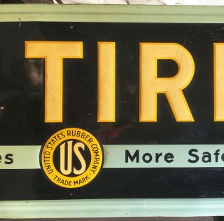 Vintage US TIRES Metal Banner Sign 56 