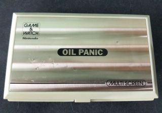 80s Vintage Nintendo Game & Watch Oil Panic Handheld Wide Screen Silver