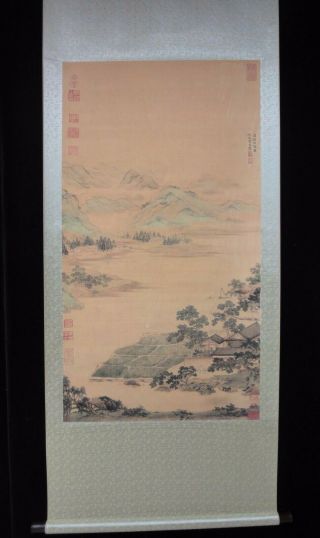 Chinese Old Very Large Paper Painting Natural Scenery " Qiuying " Marks