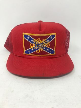 Vintage Mesh Snapback Trucker Hat Cap Hank Williams Jr Patch
