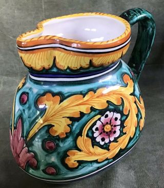 Vintage Deruta Pottery Pitcher / Jug - Hand Painted - Italy