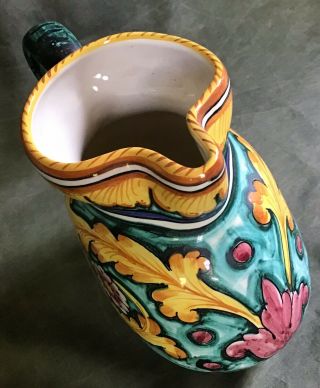 Vintage DERUTA pottery Pitcher / Jug - Hand Painted - Italy 2