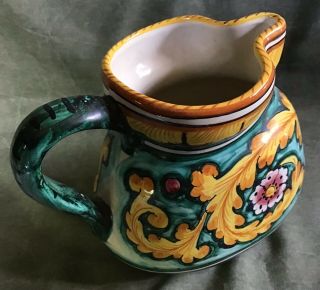 Vintage DERUTA pottery Pitcher / Jug - Hand Painted - Italy 3