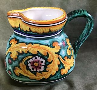 Vintage DERUTA pottery Pitcher / Jug - Hand Painted - Italy 4