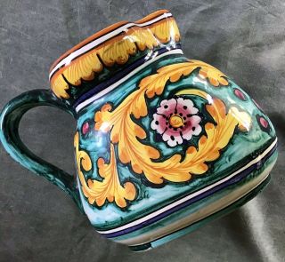 Vintage DERUTA pottery Pitcher / Jug - Hand Painted - Italy 5