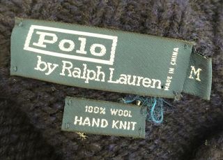 Rare Vintage Polo Ralph Lauren Sweater Medium M Star Wool Hand Knit Navy Blue 4
