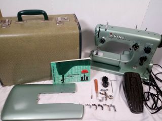 Vintage Husqvarna Viking Type 21 Sewing Machine W/ Case & Accessories