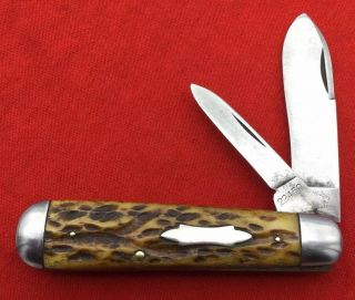 Vintage Cattaraugus Model No.  22459 Swell End Jack Pocket Knife C.  1886 - 1963 Bone