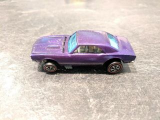 Hot Wheels Redline 1968 Custom Camaro Purple Rare Hkglass Us Body/base Variation