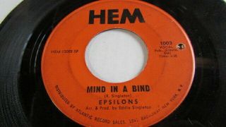 Rare Northern Soul 45 By The Epsilons Hem Label 1003 Mind In A Bind /it 