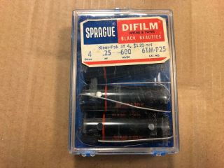 4 Nos Nib Vintage Sprague Black Beauty.  25 Uf 600v Capacitors Amp Caps