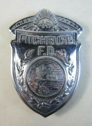 Antique C1920 Fitchburg,  Ma Fire Department 46 Obsolete Badge George Harris