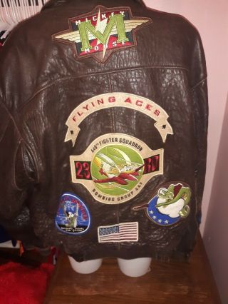 DISNEY - MICKEY MOUSE FLYING ACES LTD.  ED LEATHER BOMBER Vtg Patches Rare Limited 4
