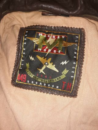 DISNEY - MICKEY MOUSE FLYING ACES LTD.  ED LEATHER BOMBER Vtg Patches Rare Limited 5