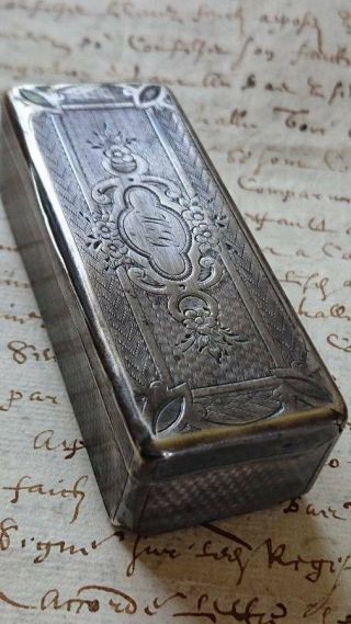 Antique French Silver Hallmarked Box Early 1800s Snuff Box