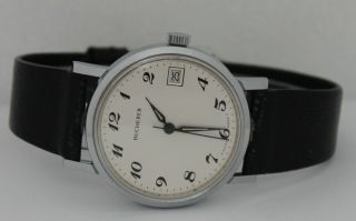 Vintage Bucherer Hand Winding Stainless Steel White Dial 34mm Circa 1960s Watch